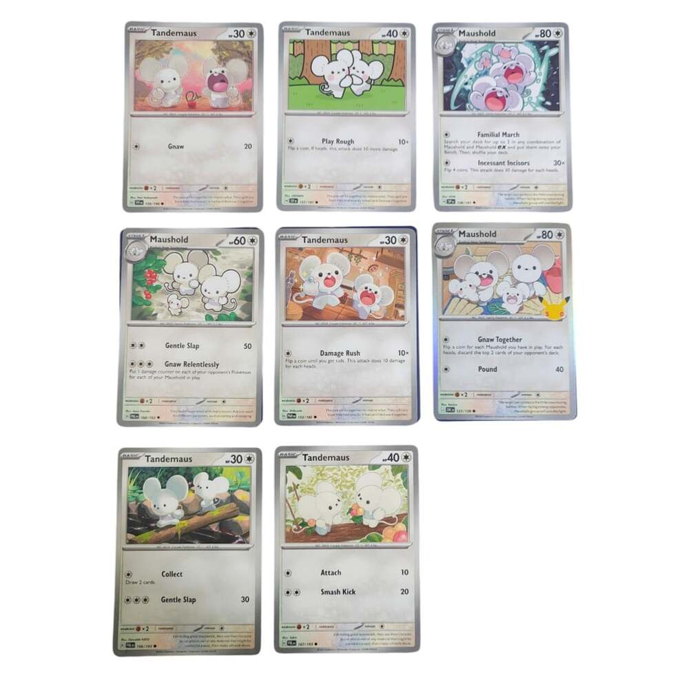Pokemon TCG Lot of 8 Tandemaus & Maushold Set Collection Set Cute Mouse